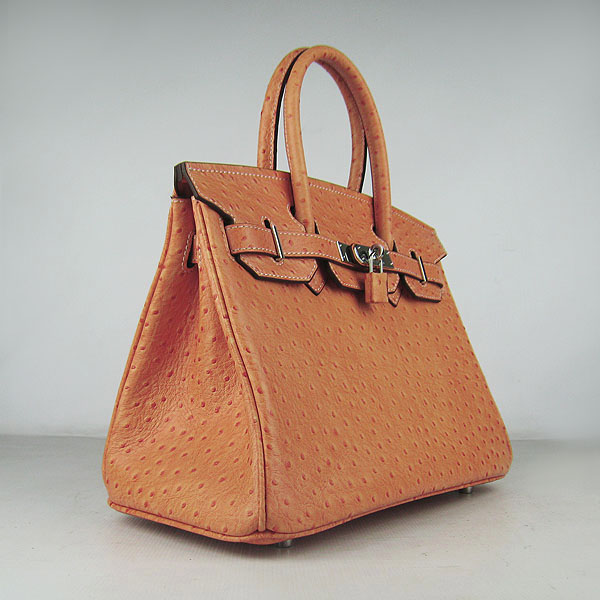 Replica Hermes Birkin 30CM Ostrich Veins Handbag Orange 6088 On Sale - Click Image to Close